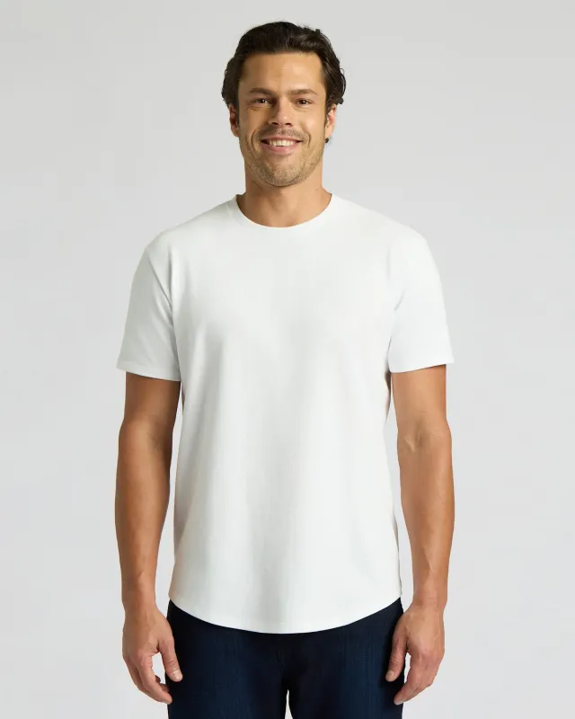 White Heavyweight Curved Hem Crew made by True Classic