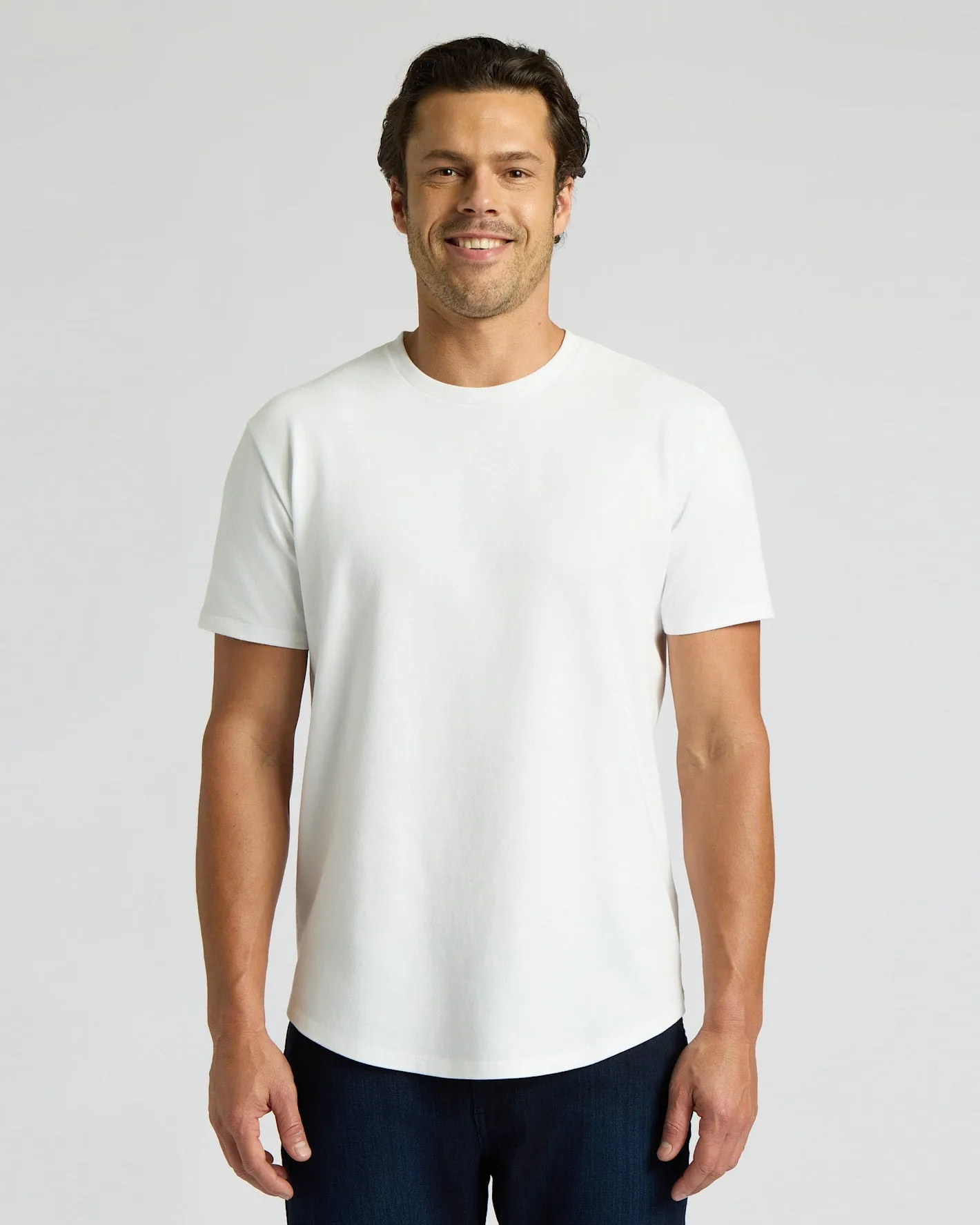 White Heavyweight Curved Hem Crew sold by True Classic