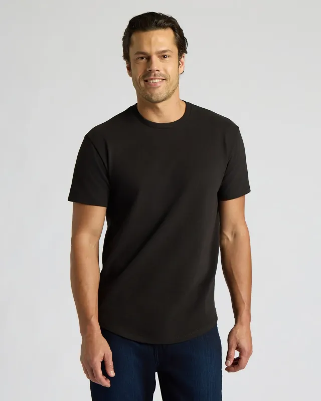 Black Heavyweight Curved Hem Crew made by True Classic