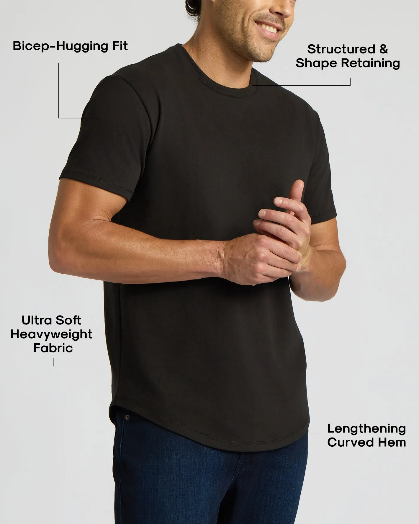 Black Heavyweight Curved Hem Crew sold by True Classic product image thumbnail 3