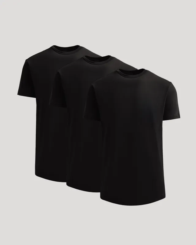 All Black Heavyweight Curved Hem Crew 3-Pack made by True Classic