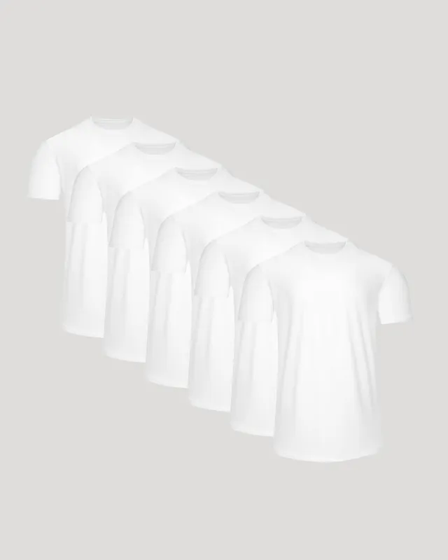 All White Active Curved Hem Crew 6-Pack made by True Classic