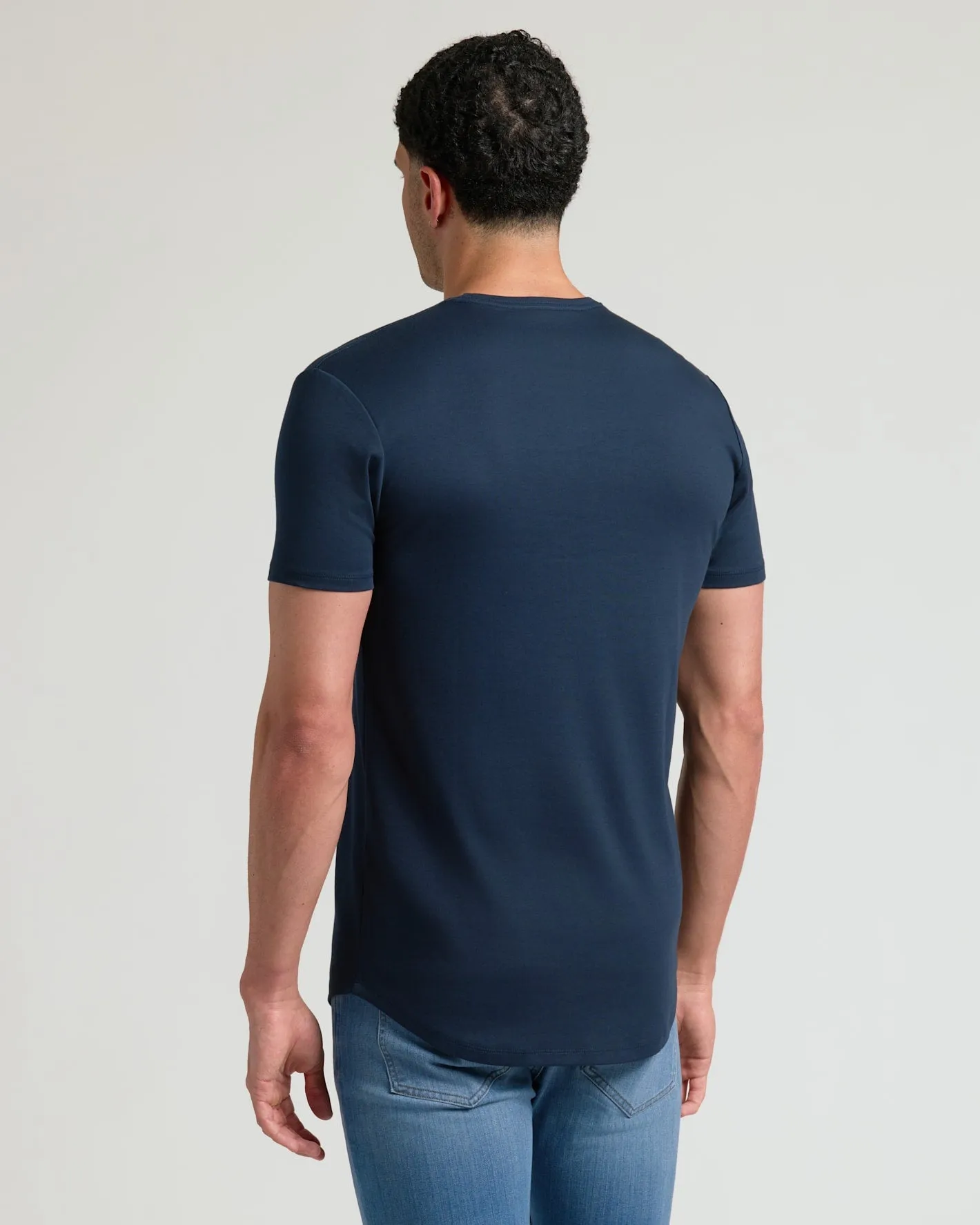 Navy Tall Pima Cotton Blend Curved Hem Crew sold by True Classic product image thumbnail 5