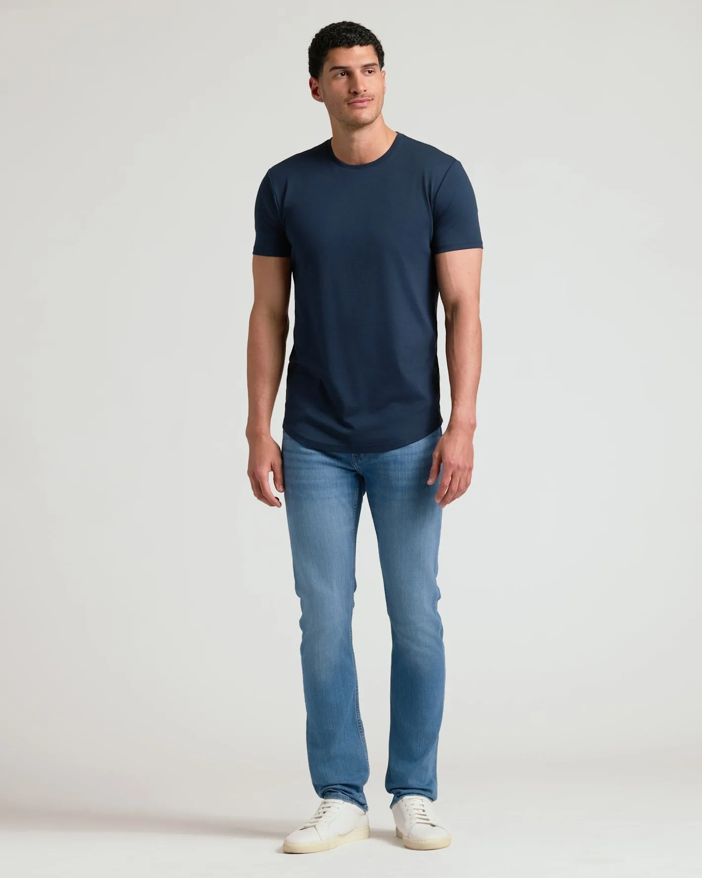 Navy Tall Pima Cotton Blend Curved Hem Crew sold by True Classic product image thumbnail 4