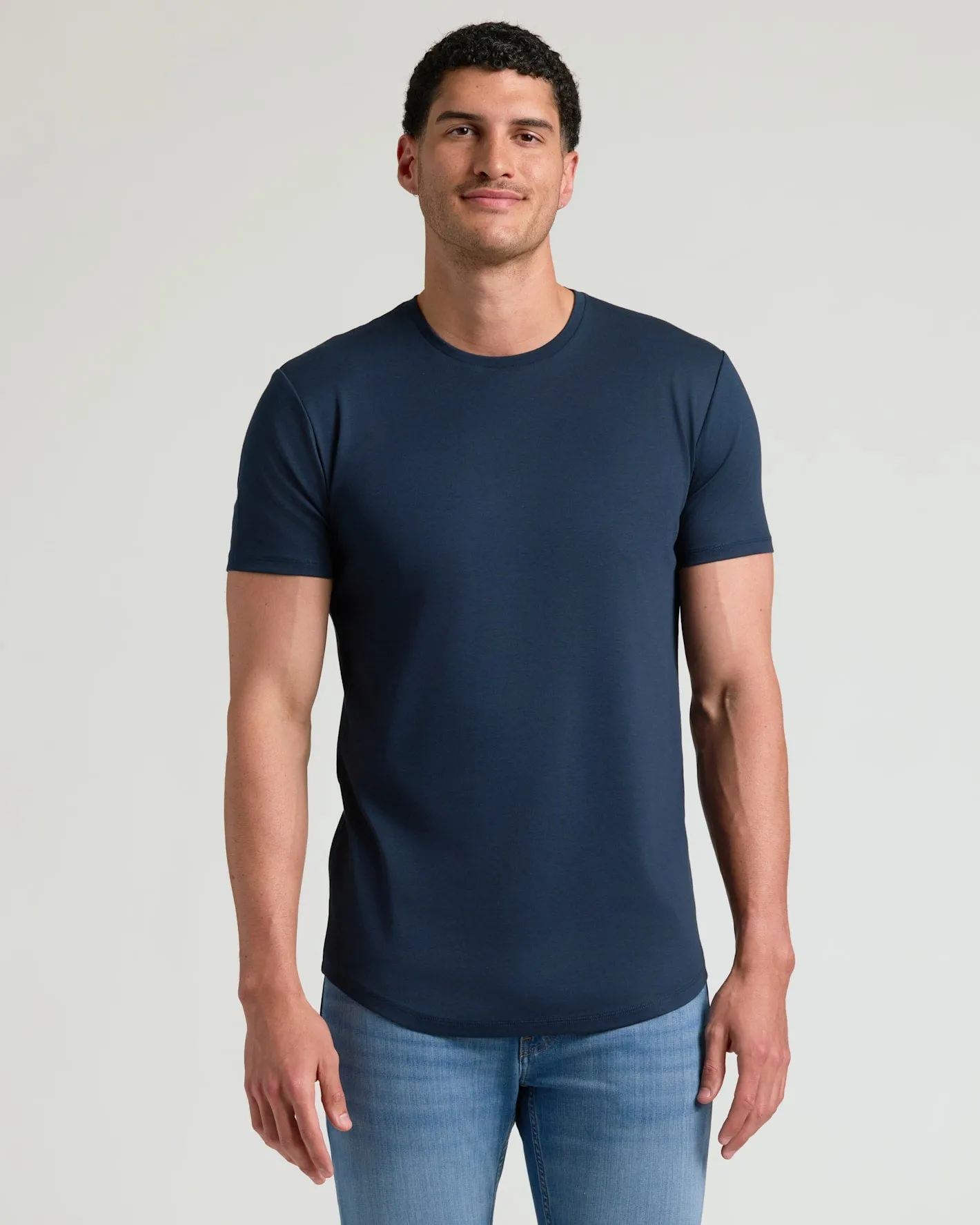 Navy Tall Pima Cotton Blend Curved Hem Crew sold by True Classic