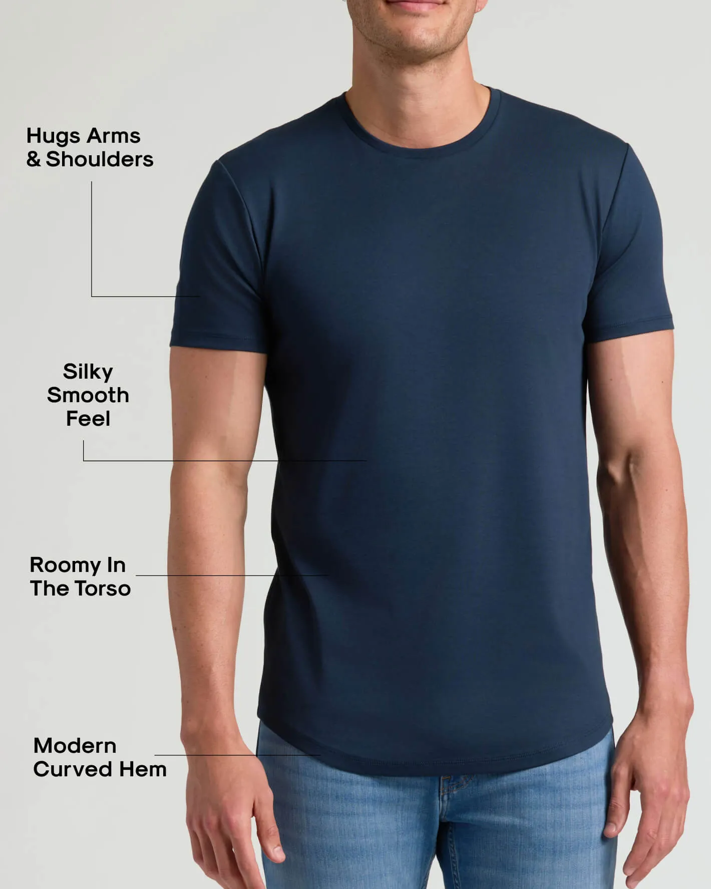 Navy Tall Pima Cotton Blend Curved Hem Crew sold by True Classic product image thumbnail 3