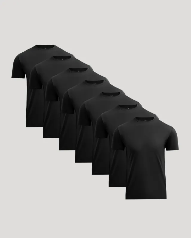 All Black Pima Cotton Blend Crew 7-Pack made by True Classic