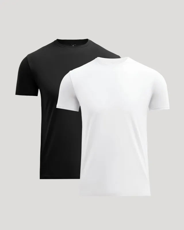 Black & White Pima Cotton Blend Crew 2-Pack made by True Classic