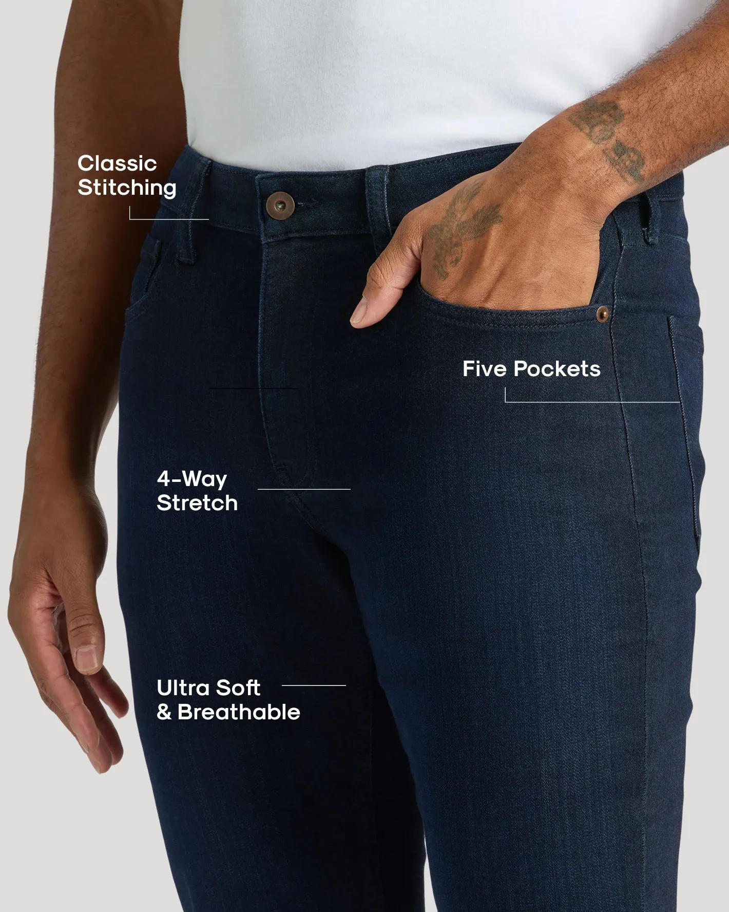 Indigo Wash Slim Comfort Stretch Jeans - Combined Sizing sold by True Classic product image thumbnail 3