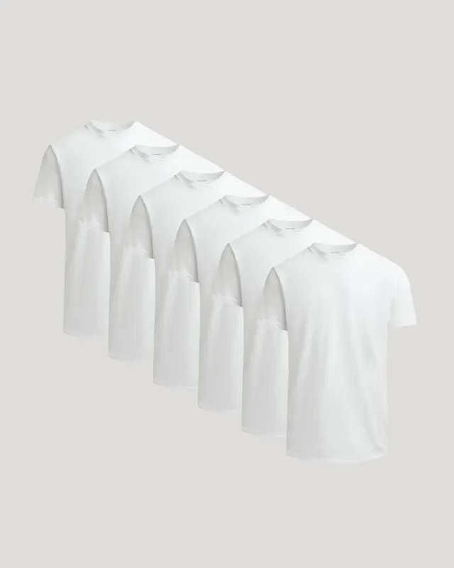 All White Heavyweight Curved Hem Crew 6-Pack made by True Classic
