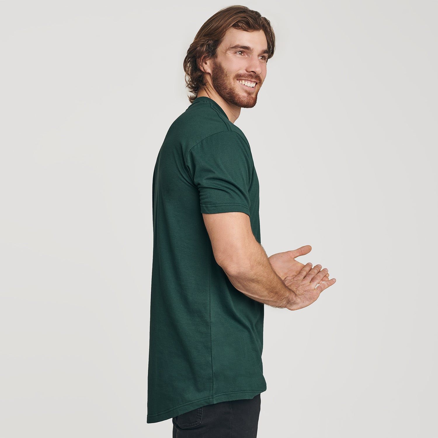 Forest Green Tall Round Hem Crew Neck T-Shirt sold by True Classic product image thumbnail 4