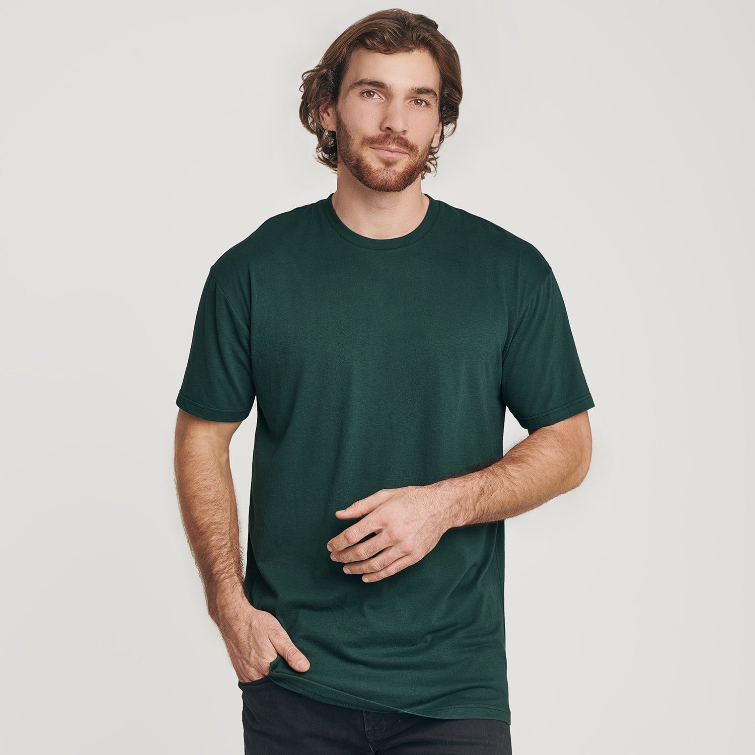 Forest Green Tall Round Hem Crew Neck T-Shirt sold by True Classic