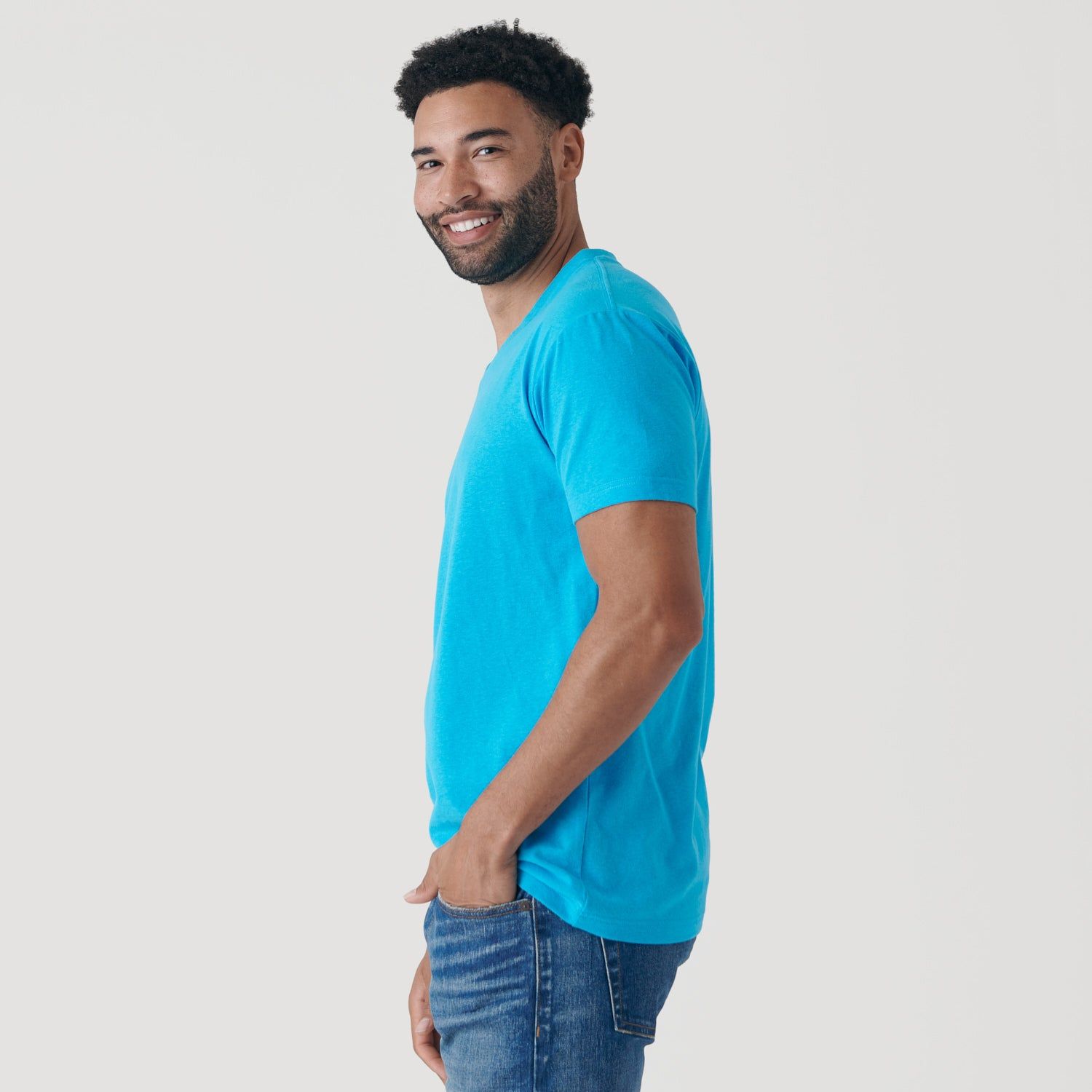 Turquoise V-Neck T-Shirt sold by True Classic product image thumbnail 4