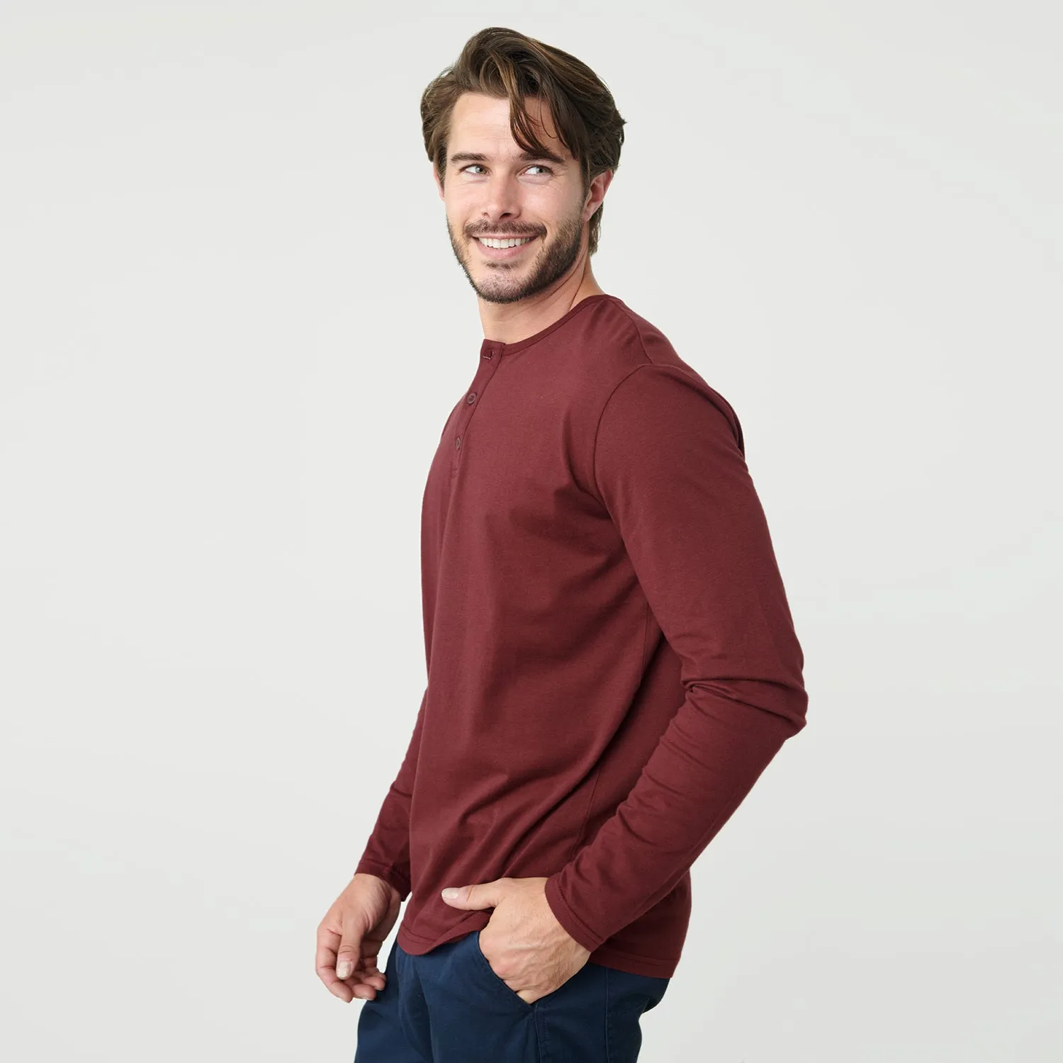 Burgundy Classic Long Sleeve Henley sold by True Classic product image thumbnail 4