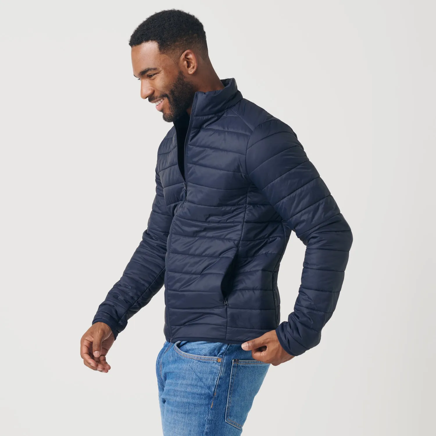 Navy Quilted Puffer Jacket sold by True Classic product image thumbnail 4