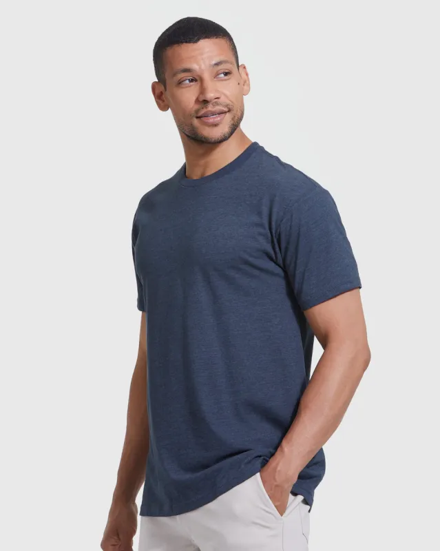 Heather Navy Short Sleeve Crew Neck Tee sold by True Classic