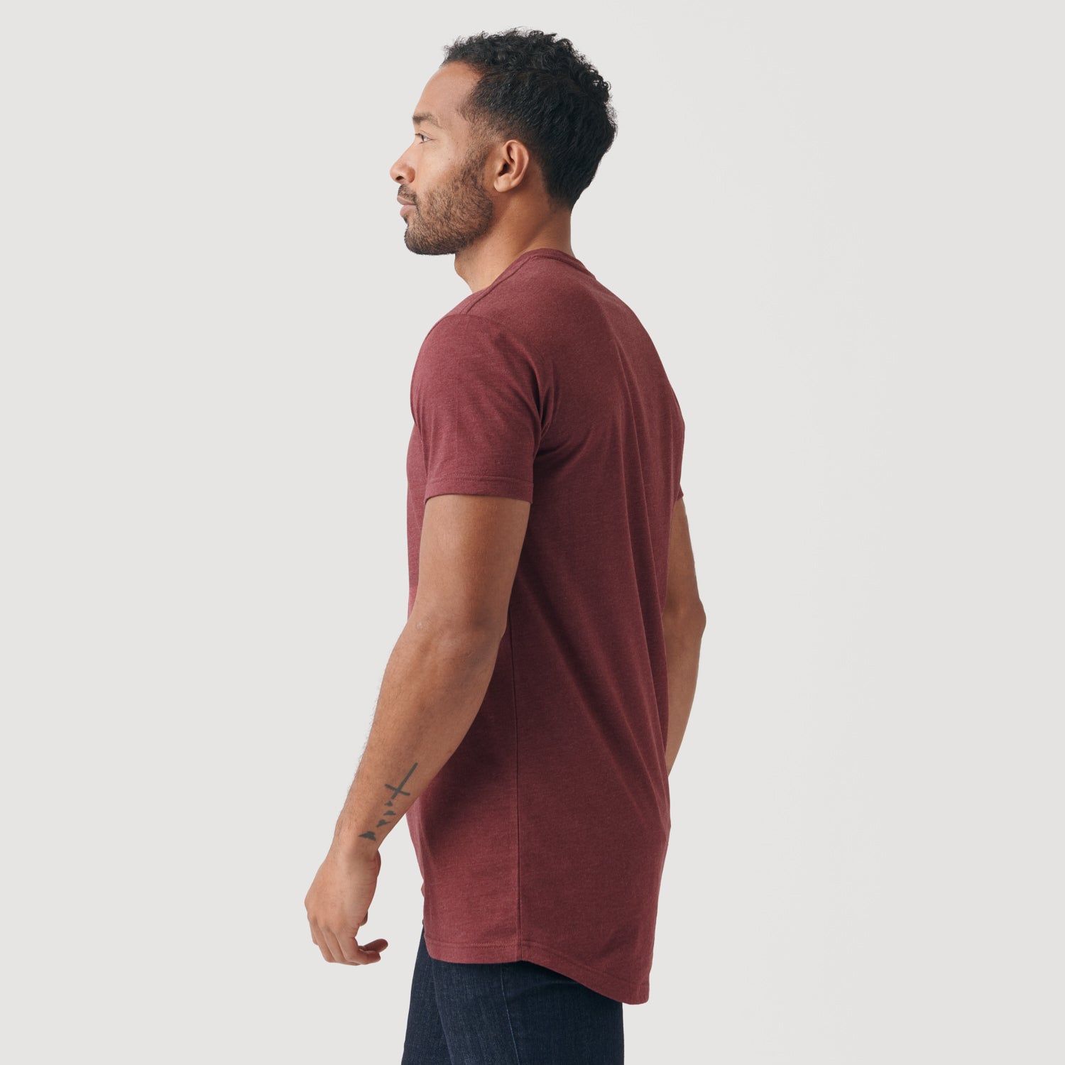 Heather Burgundy Tall Round Hem Crew Neck T-Shirt sold by True Classic product image thumbnail 4