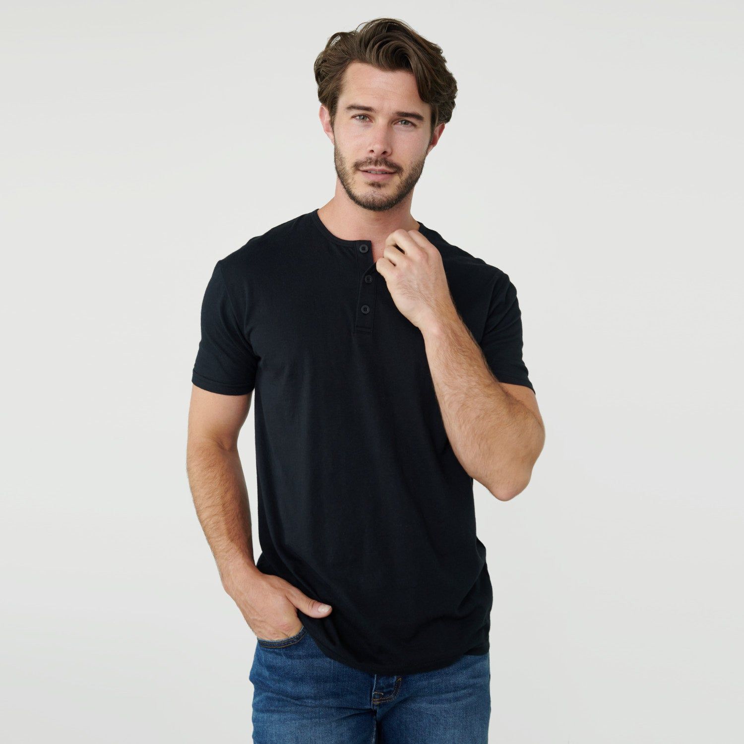 Black Short Sleeve Henley sold by True Classic