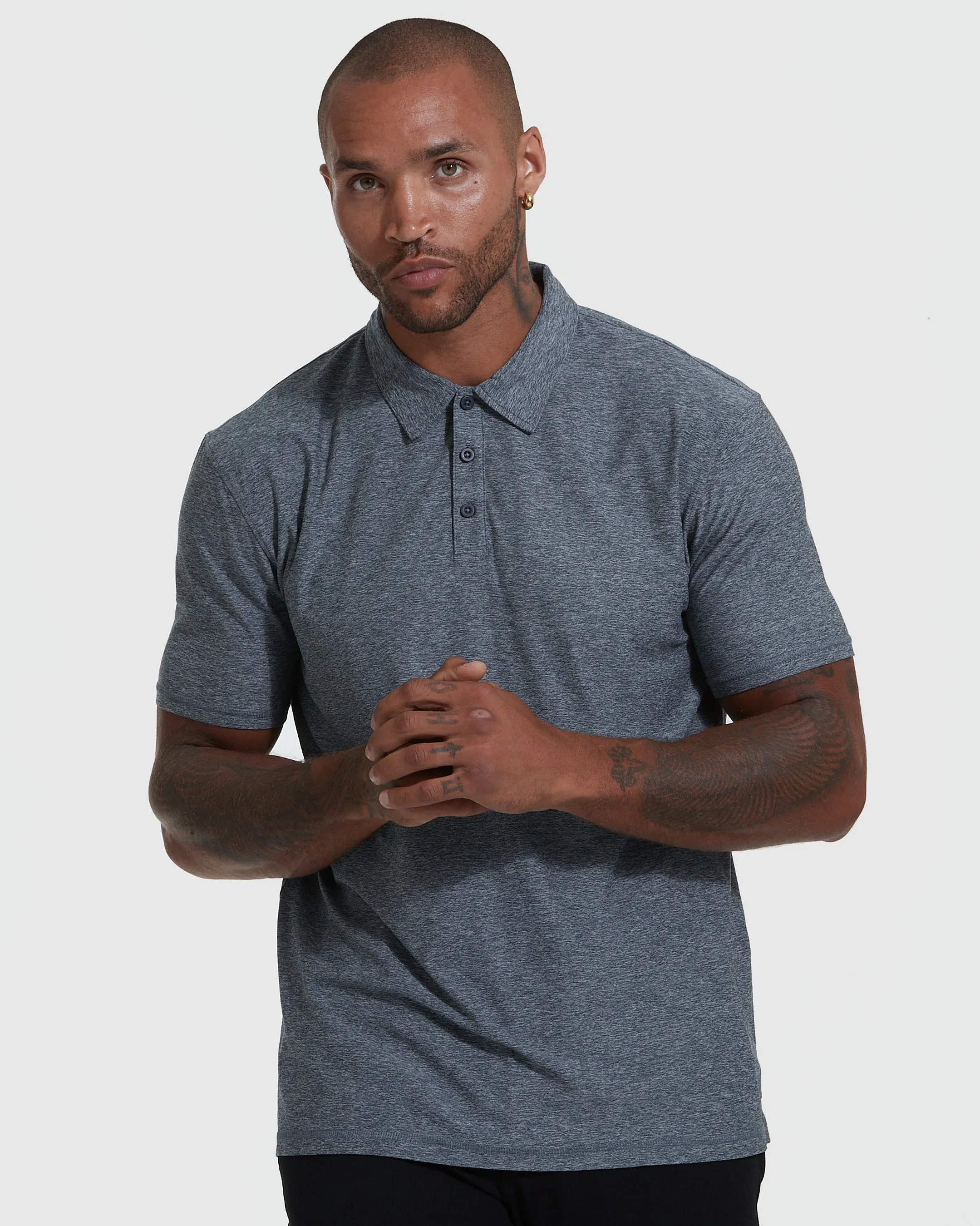 Heather Navy Active Short Sleeve Polo sold by True Classic