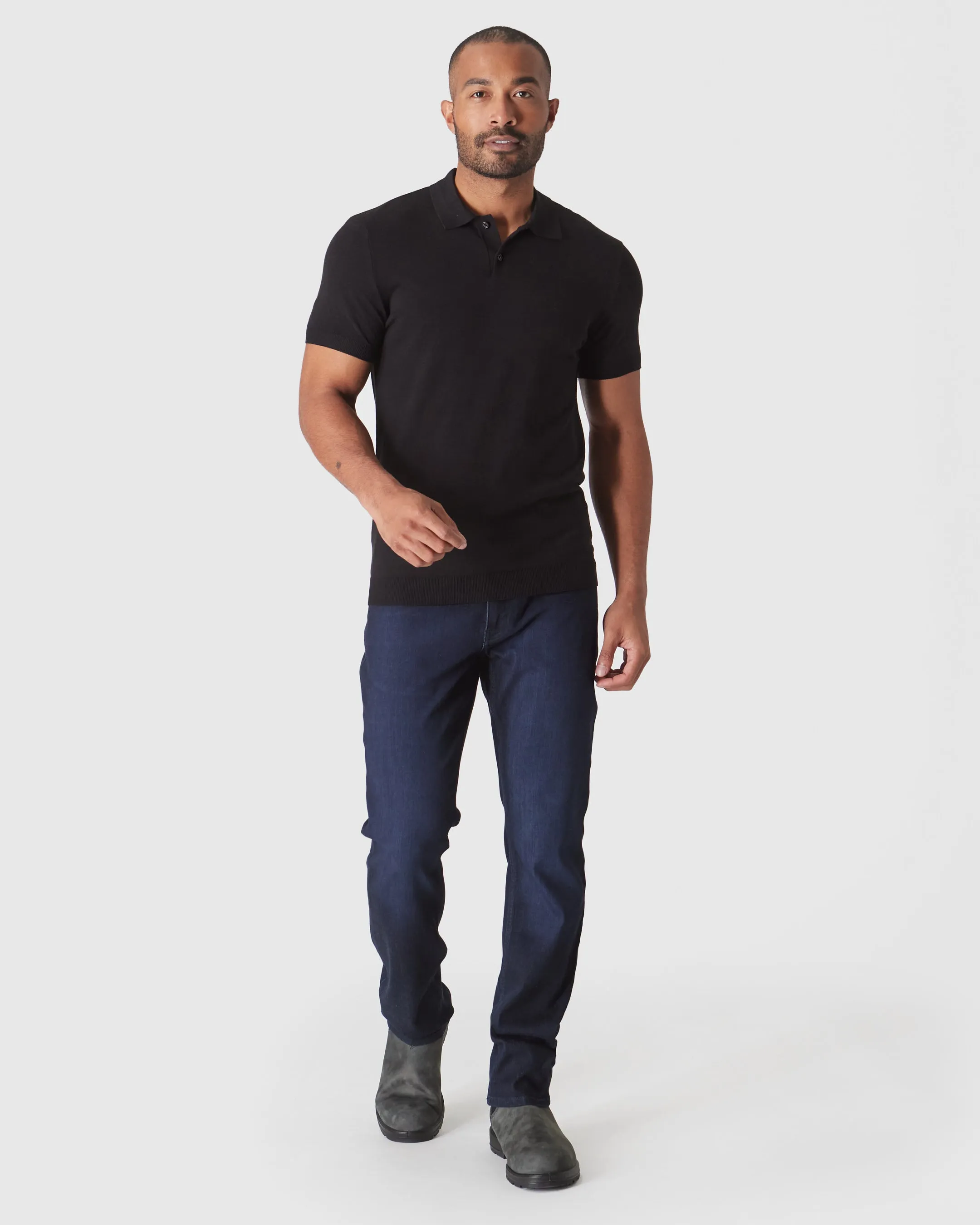 Black Short Sleeve Sweater Polo sold by True Classic product image thumbnail 4