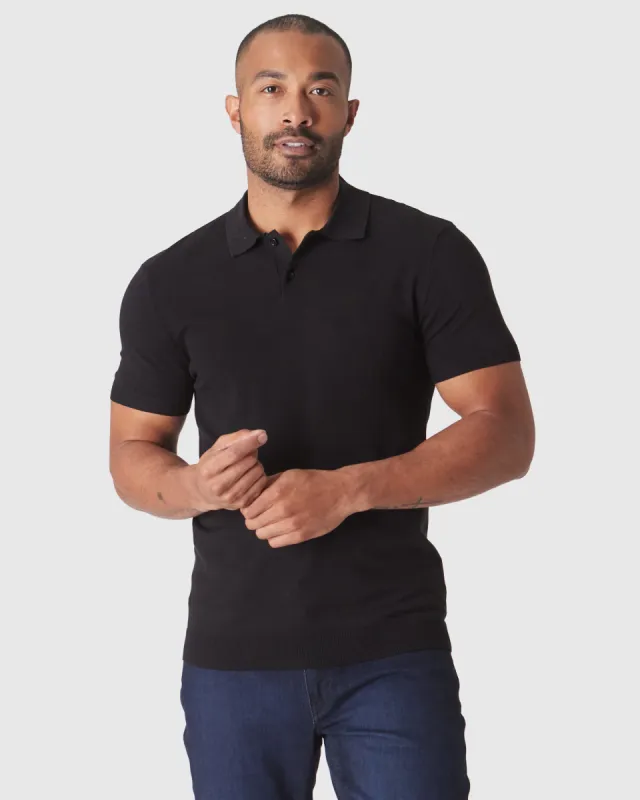 Black Short Sleeve Sweater Polo sold by True Classic