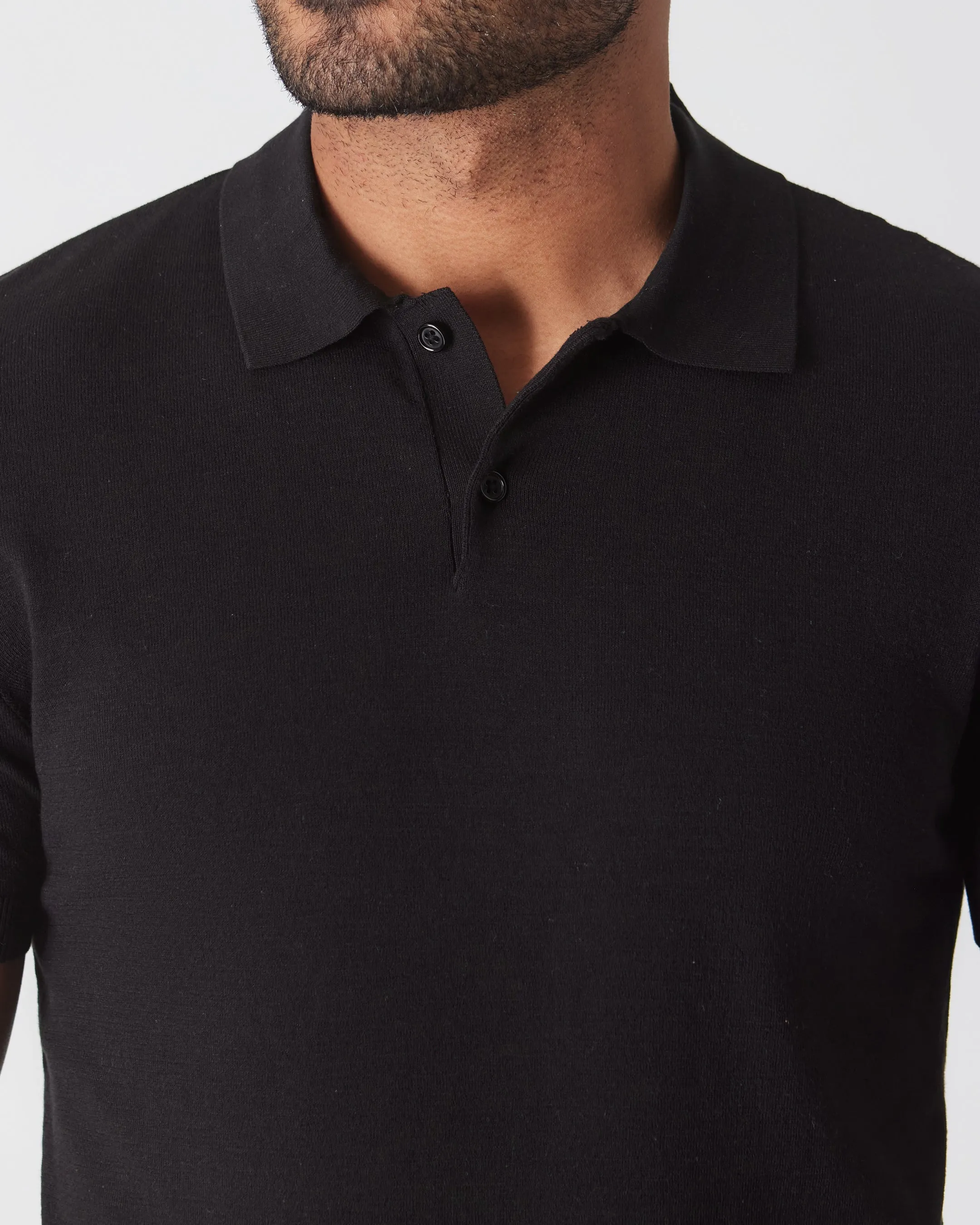 Black Short Sleeve Sweater Polo sold by True Classic product image thumbnail 5
