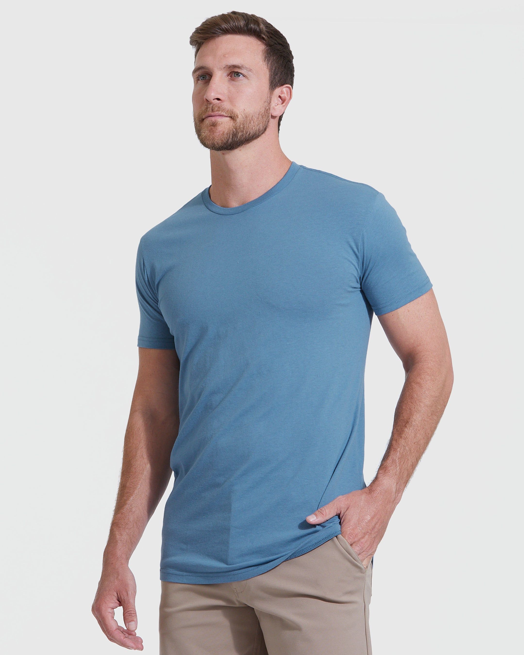Indigo Tall Round Hem Crew Neck T-Shirt sold by True Classic product image thumbnail 3