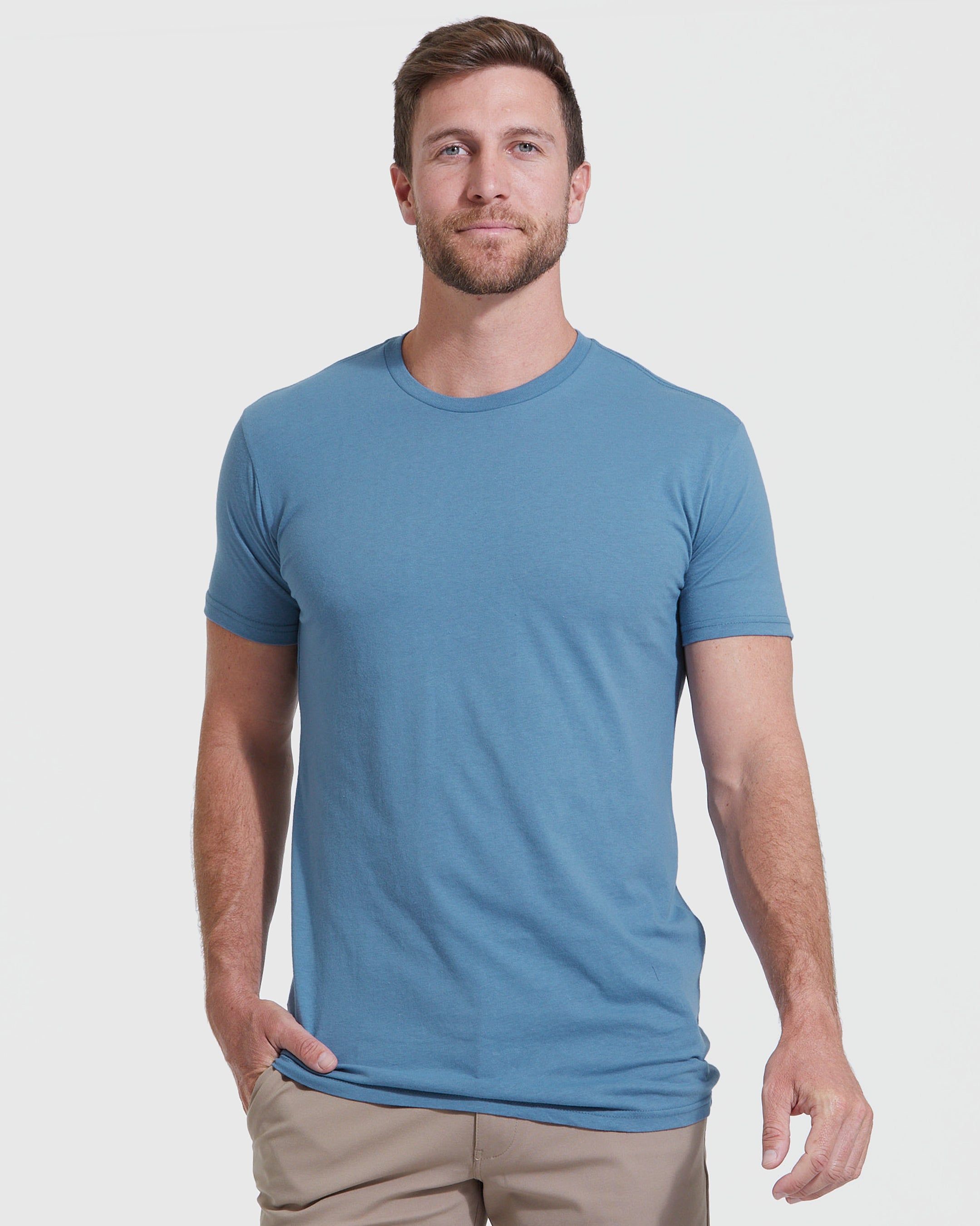 Indigo Tall Round Hem Crew Neck T-Shirt sold by True Classic