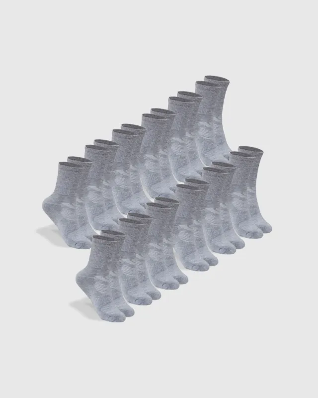 Heather Gray Half Crew Socks 12-Pack sold by True Classic