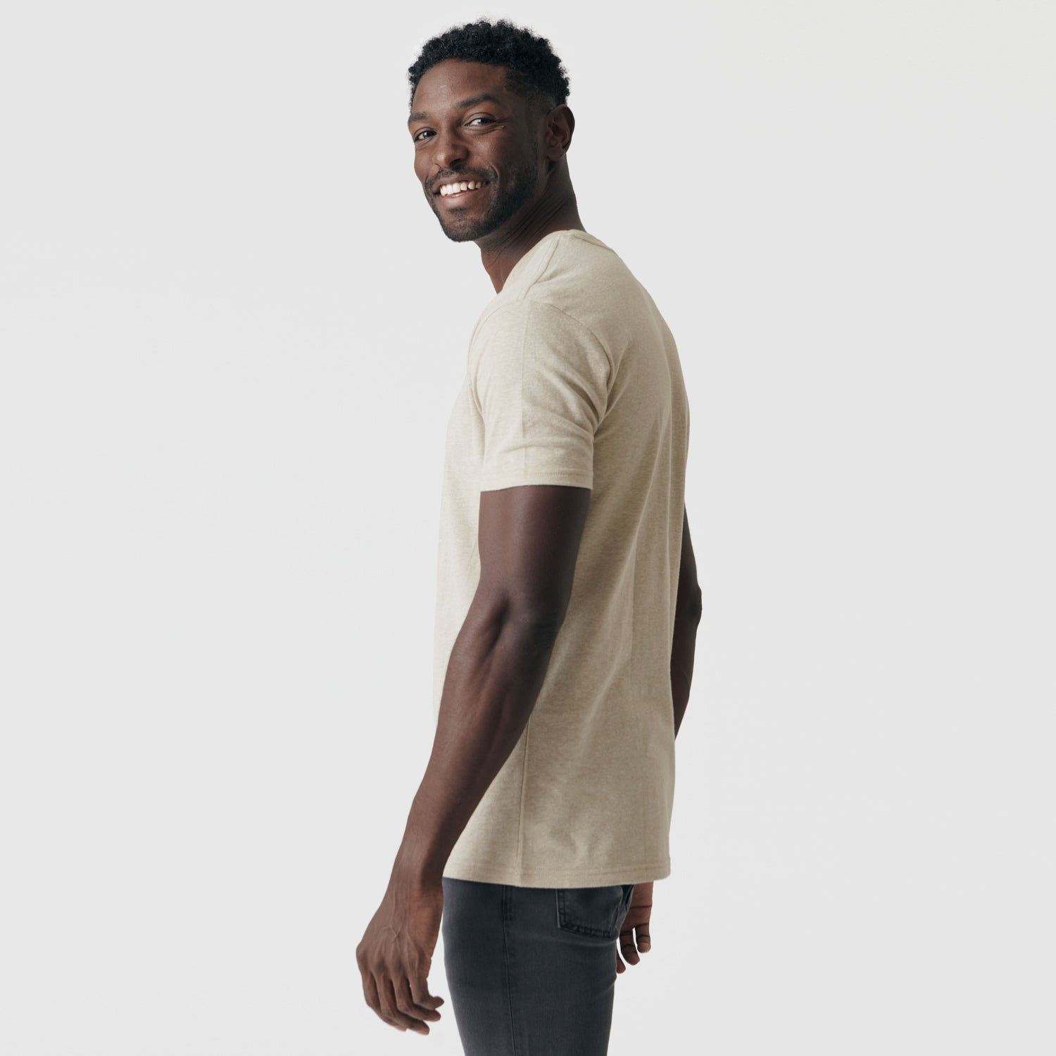 Heather Light Khaki Short Sleeve Crew Neck Tee sold by True Classic product image thumbnail 4