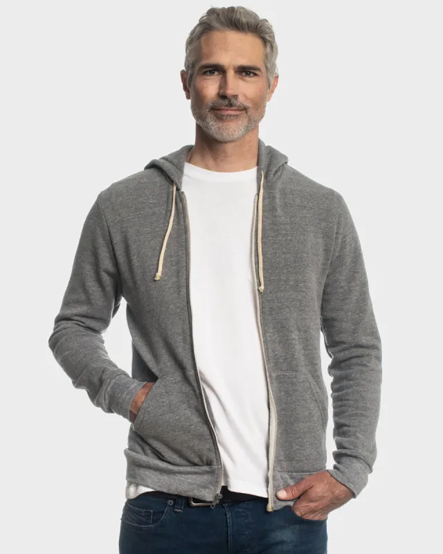 Gray Fleece Zip Hoodie sold by True Classic