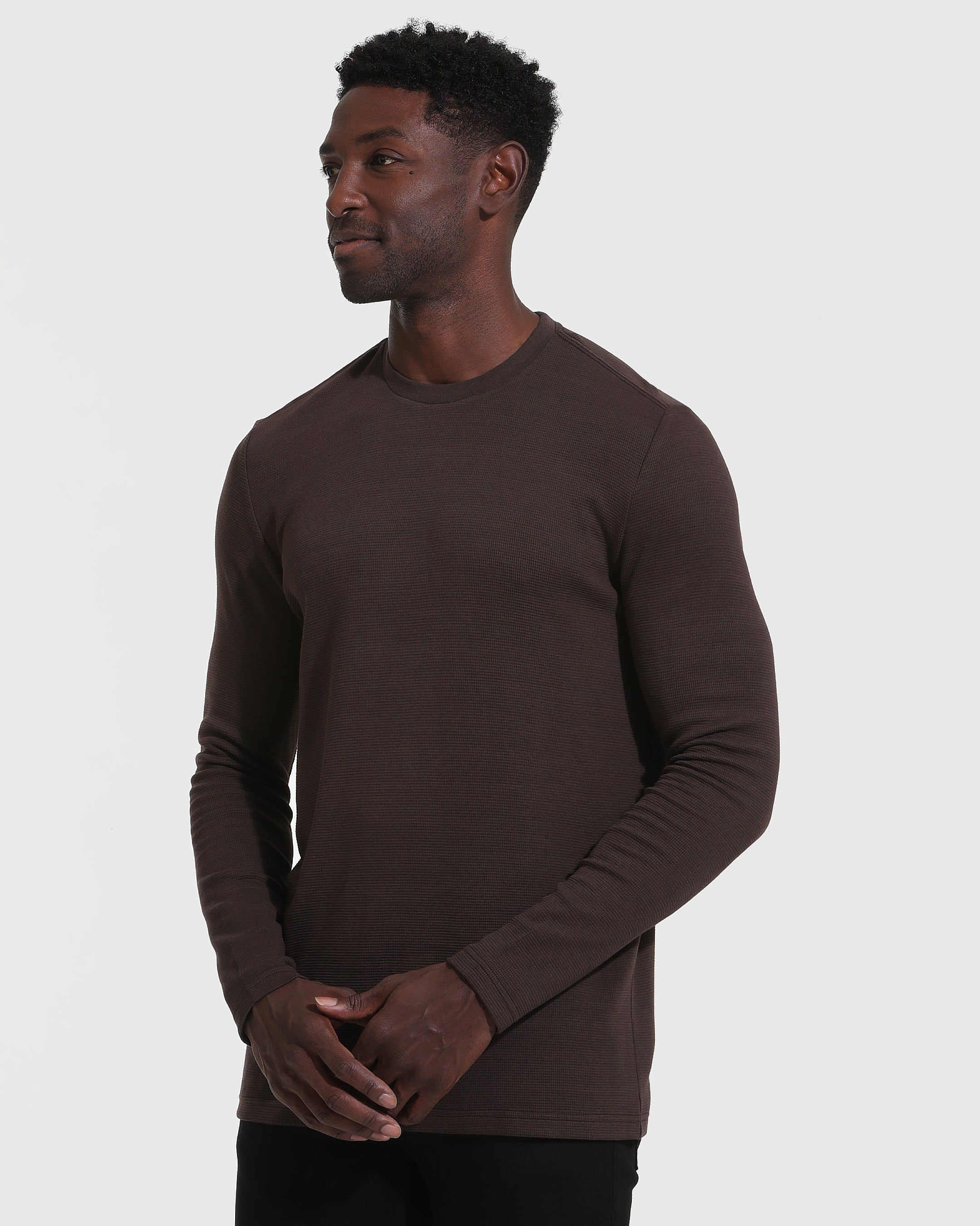 Dark Oak Long Sleeve Waffle Crew sold by True Classic product image thumbnail 3
