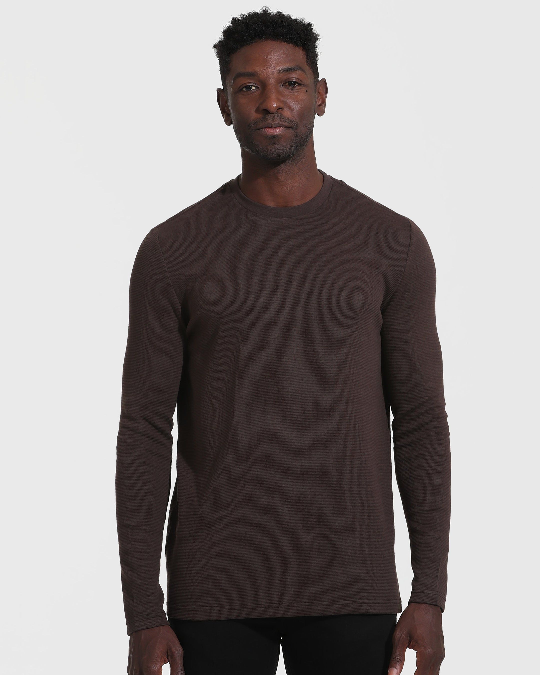 Dark Oak Long Sleeve Waffle Crew sold by True Classic