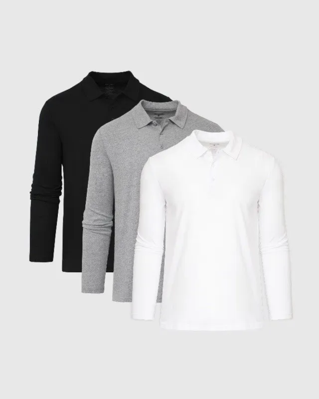 Core Color Long Sleeve Polo 3-Pack sold by True Classic