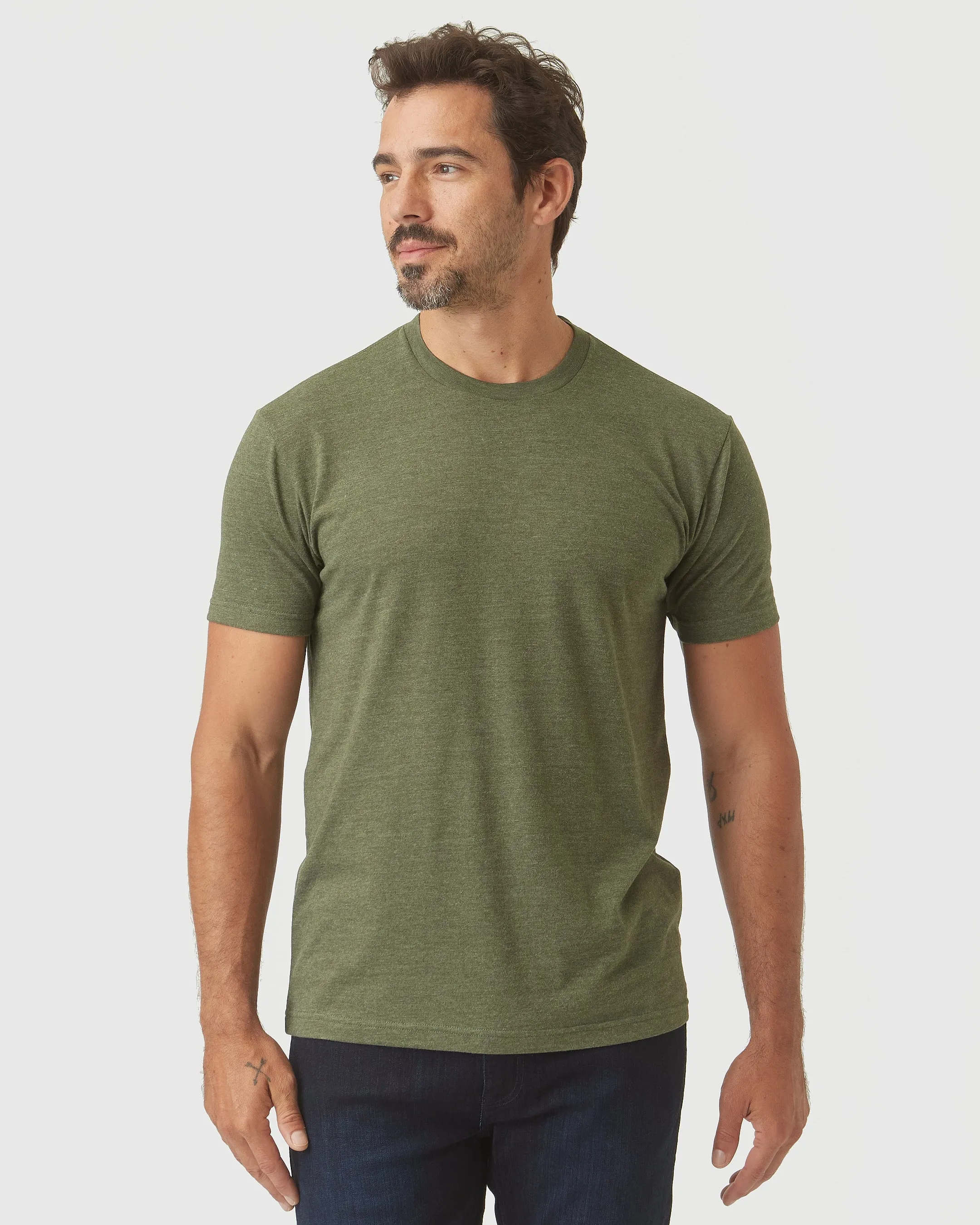 Olive Green Heather Classic Crew Neck sold by True Classic