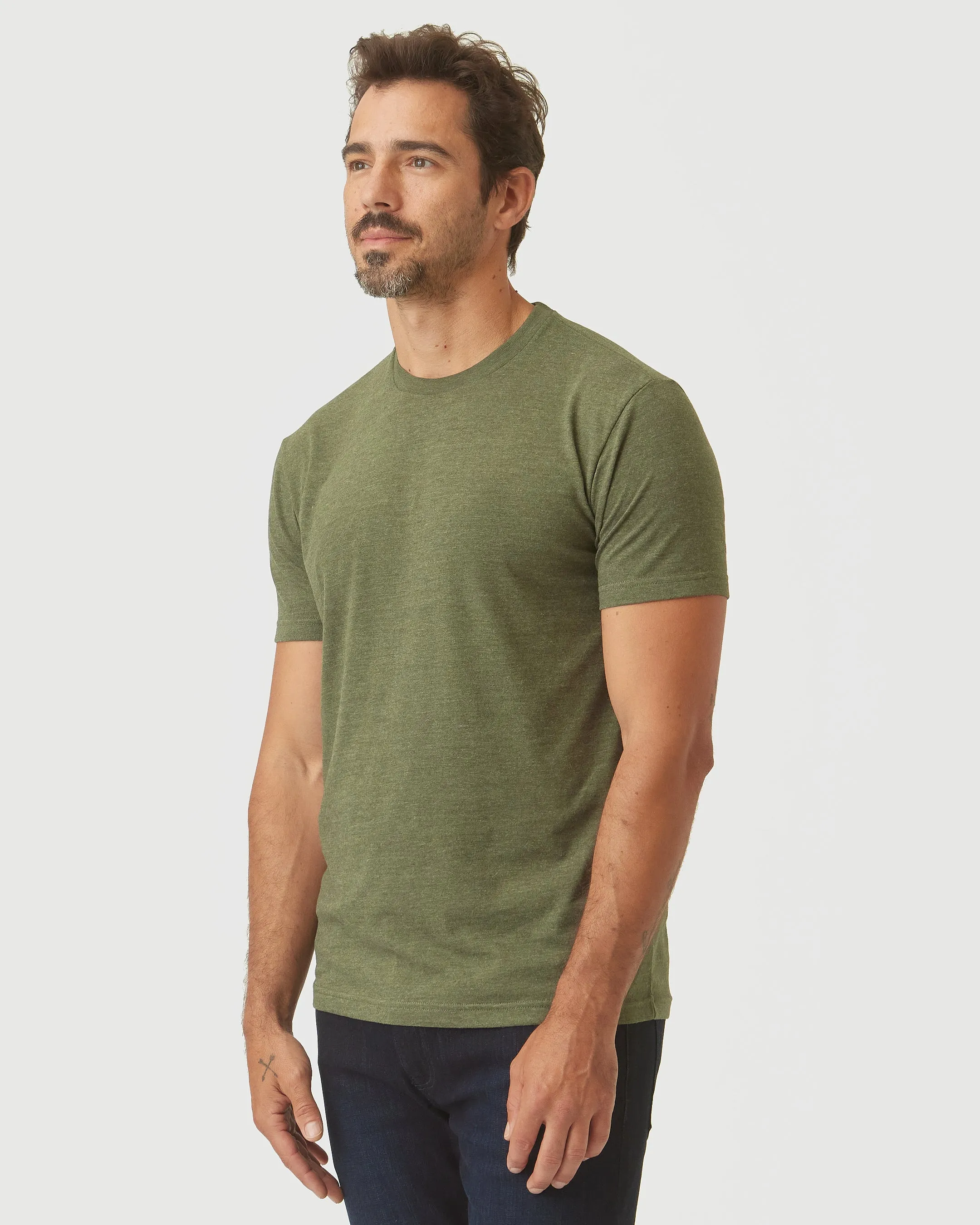 Olive Green Heather Classic Crew Neck sold by True Classic product image thumbnail 4
