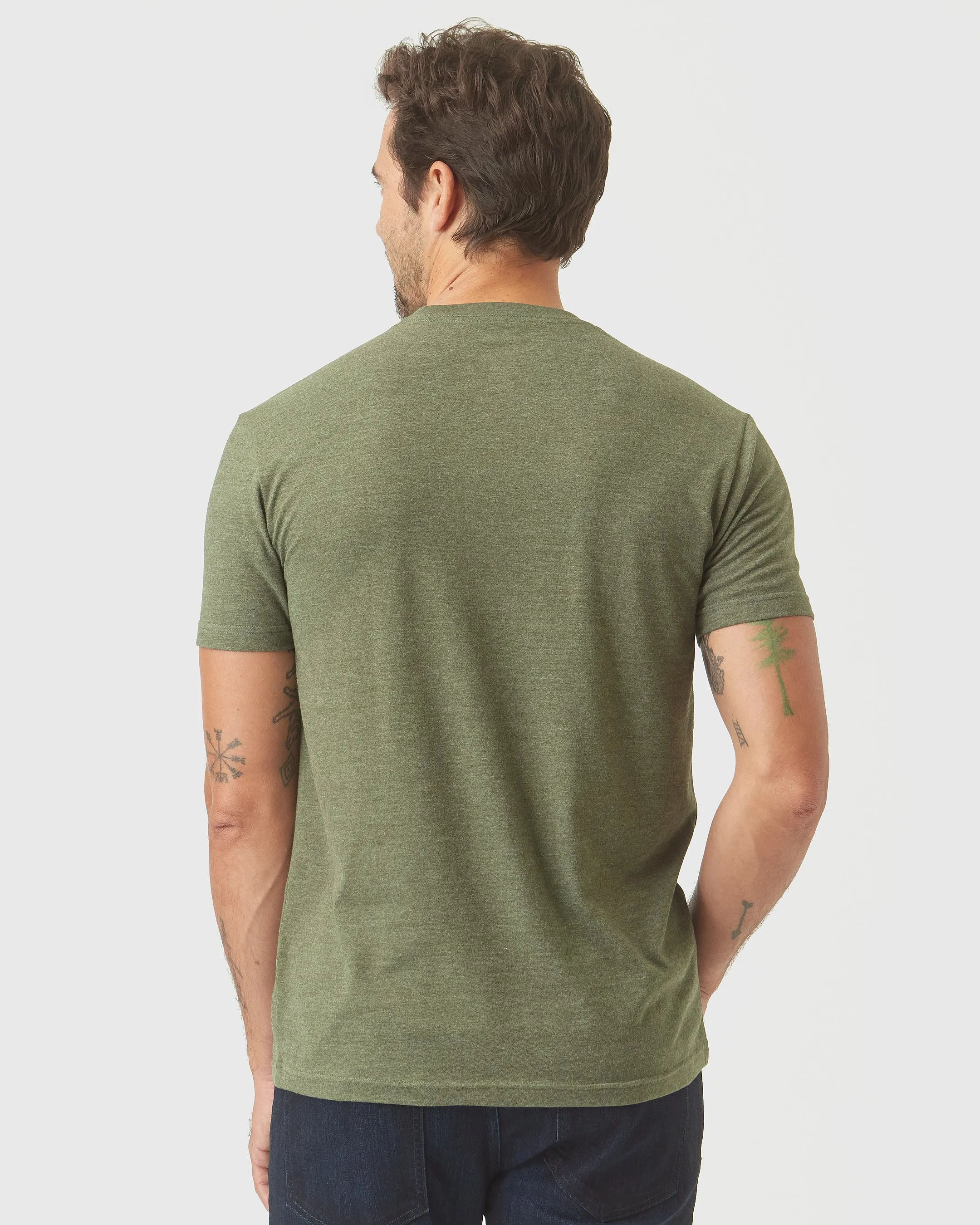 Olive Green Heather Classic Crew Neck sold by True Classic product image thumbnail 3