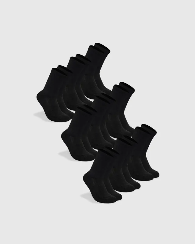 Black Half Crew Socks 9-Pack sold by True Classic