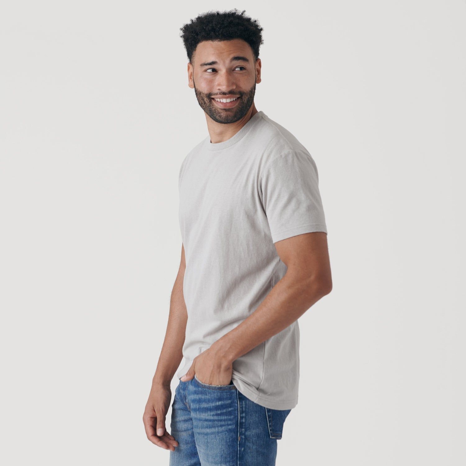 Light Gray Short Sleeve Crew Neck Tee sold by True Classic product image thumbnail 4