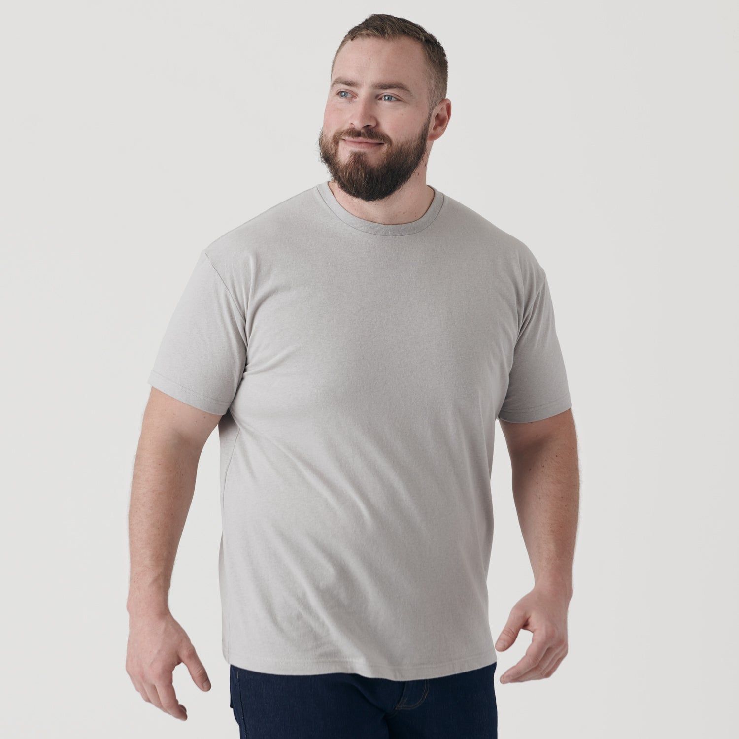 Light Gray Short Sleeve Crew Neck Tee sold by True Classic product image thumbnail 5