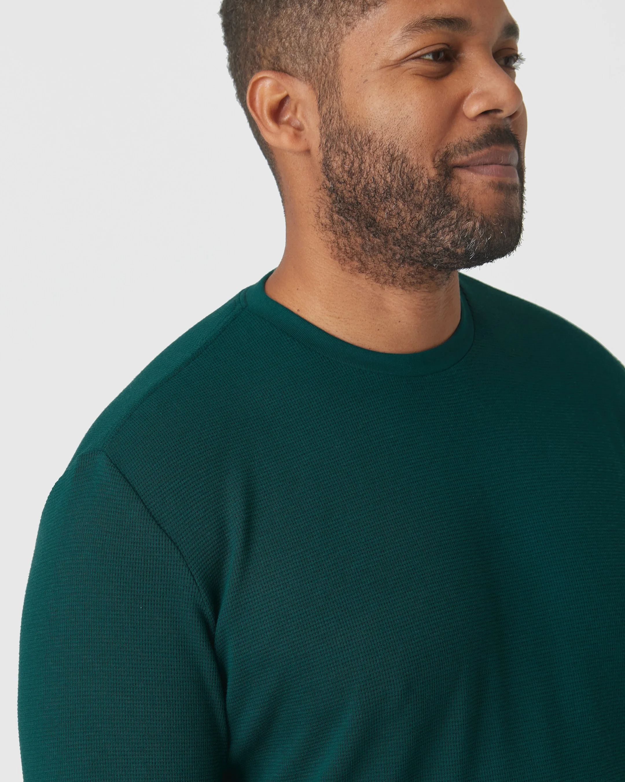 Evergreen Heather Waffle Long Sleeve Crew Neck sold by True Classic product image thumbnail 5