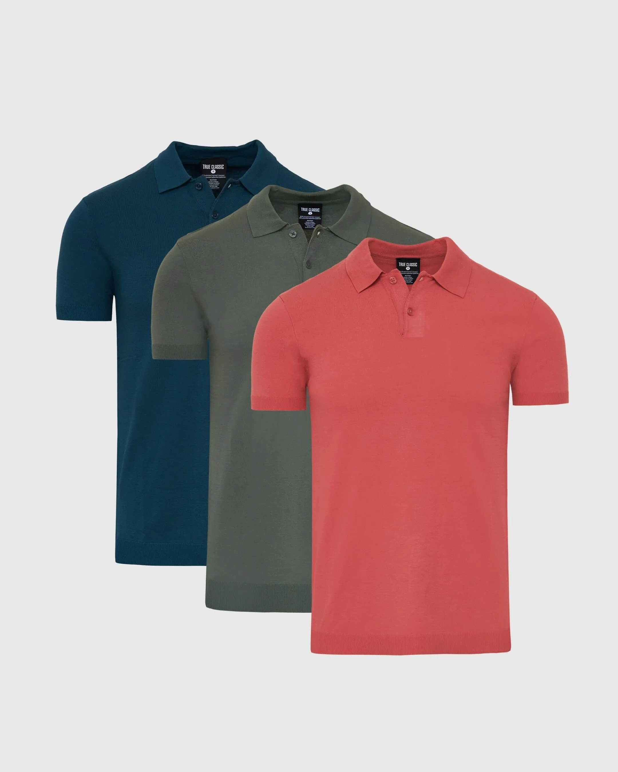 Seasonal Hues Short Sleeve Sweater Polo 3-Pack sold by True Classic