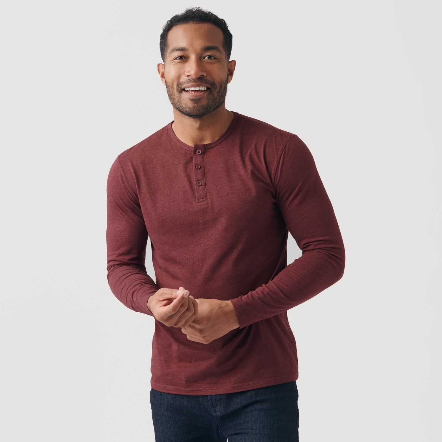 Heather Burgundy Long Sleeve Henley sold by True Classic