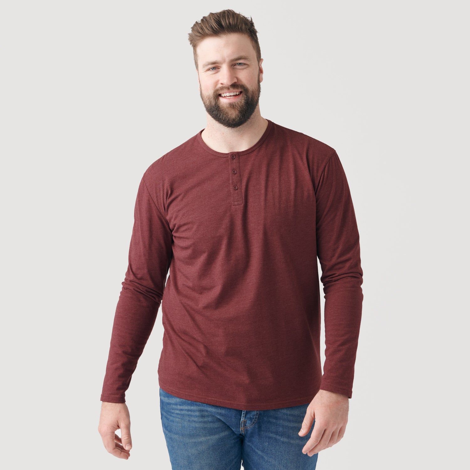 Heather Burgundy Long Sleeve Henley sold by True Classic product image thumbnail 5