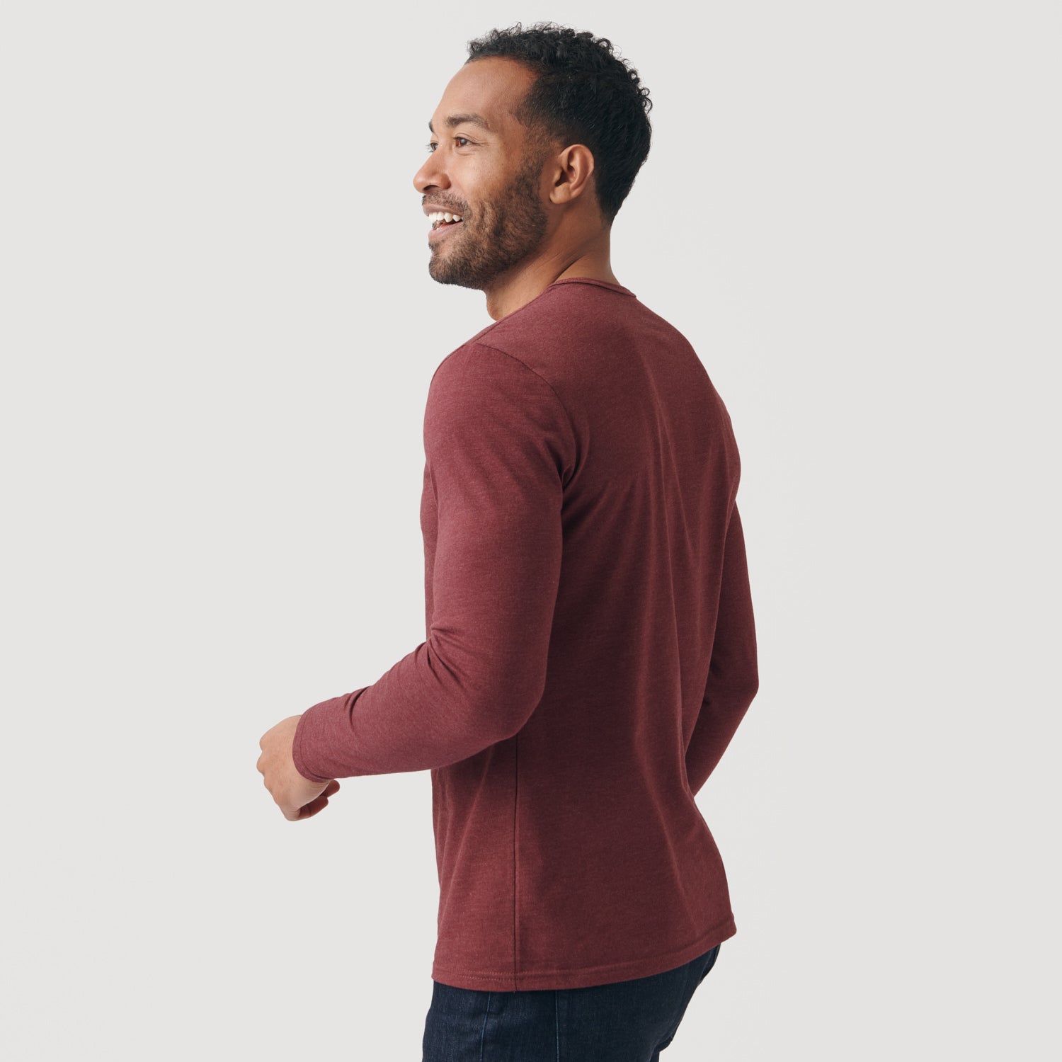 Heather Burgundy Long Sleeve Henley sold by True Classic product image thumbnail 4