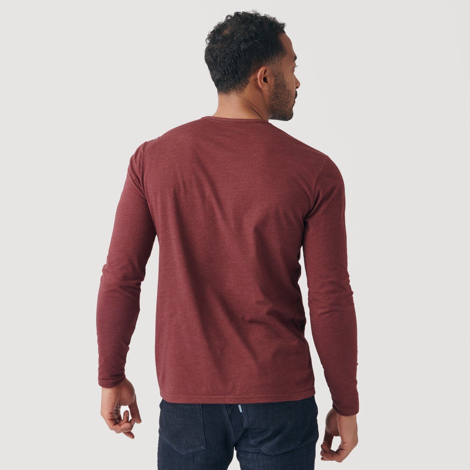Heather Burgundy Long Sleeve Henley sold by True Classic product image thumbnail 3
