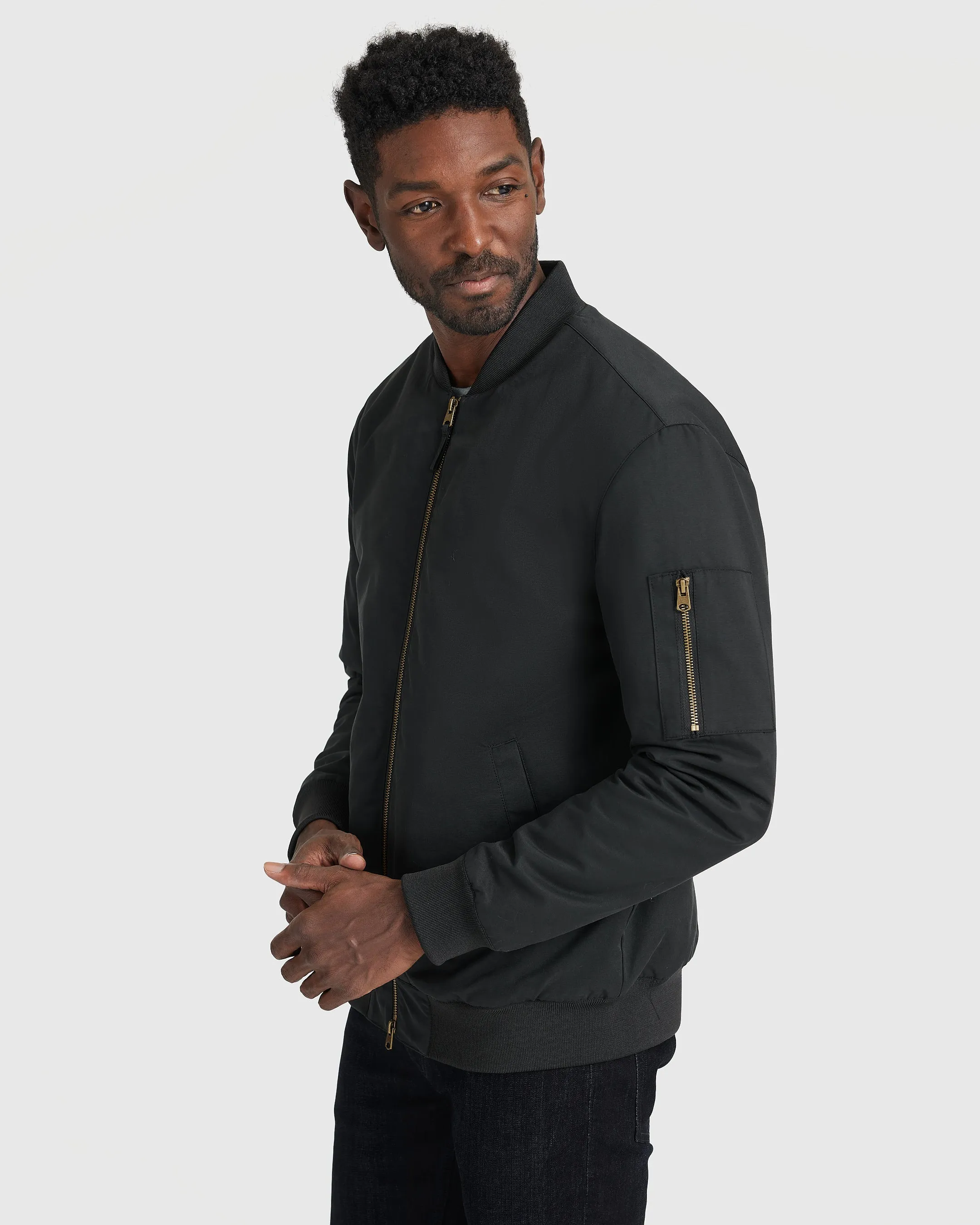 Black Bomber Jacket sold by True Classic product image thumbnail 3