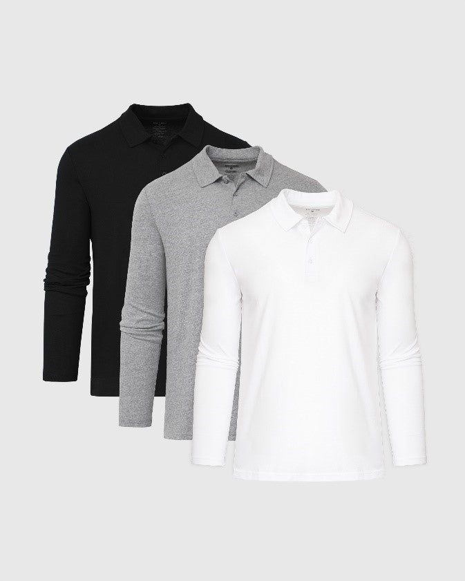 Core Color Long Sleeve Polo 3-Pack sold by True Classic