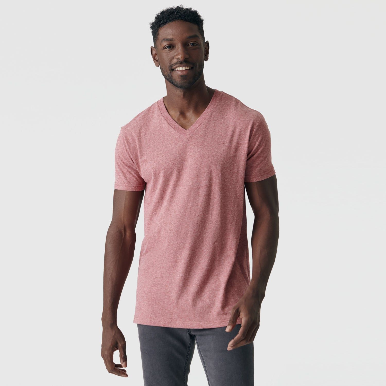 Heather Crimson V-Neck Tee sold by True Classic