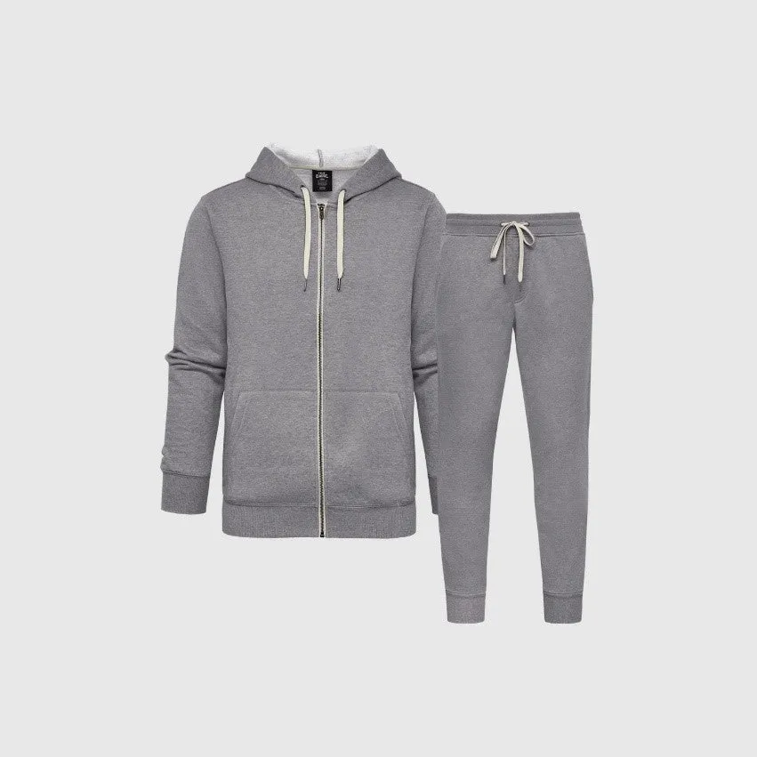 Heather Gray Fleece Zip Hoodie and Jogger Set sold by True Classic